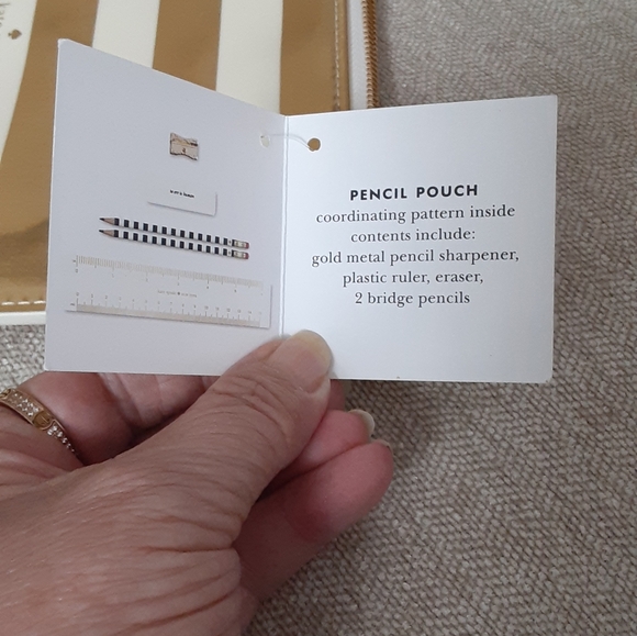 Kate Spade gold stripe pencil pouch - Picture 3 of 7